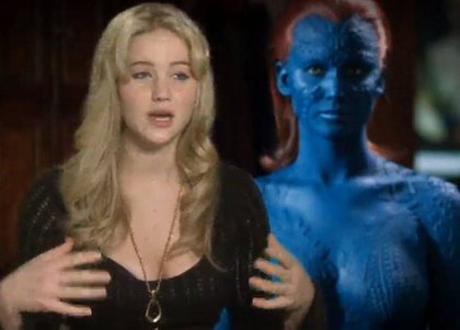Jennifer Lawrence volvió a desnudarse y a someterse a siete horas de maquillaje para interpretar a Mystique en la nueva entrega de \u0026quot;X,Men\u0026quot;.