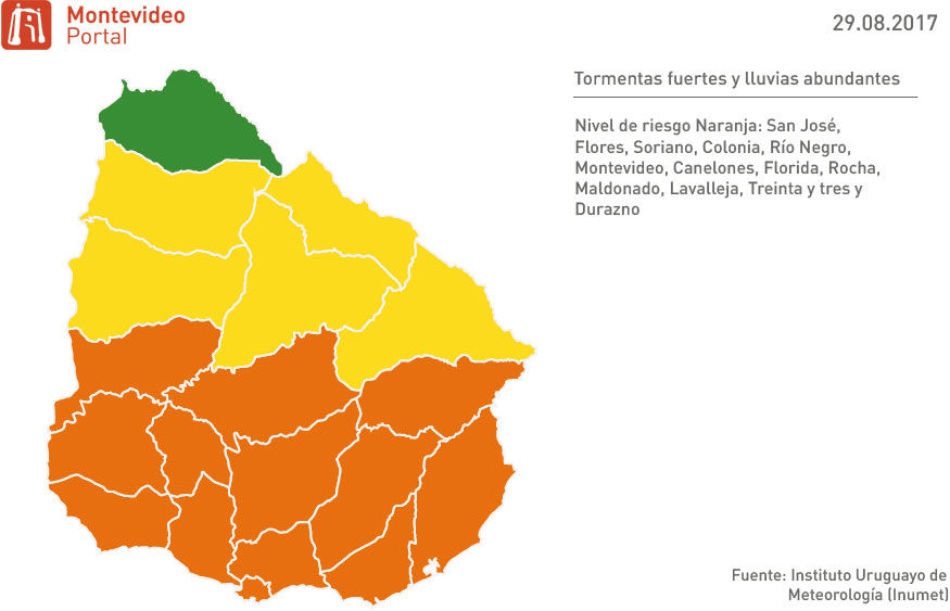 Rige alerta naranja para cinco departamentos del país Rige alerta naranja para cinco departamentos del país