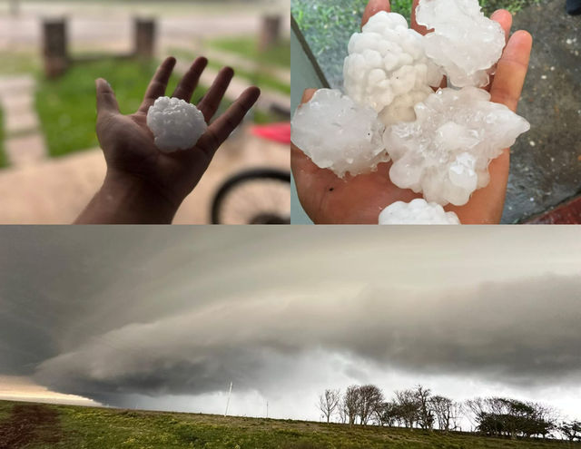 Granizo destructivo y una supercélula el paso de una poderosa