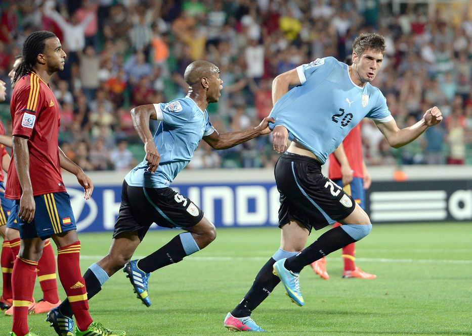 Avenatti celebra su gol a España para avanzar a semifinales del Mundial U20 de Turquía. Foto: EFE