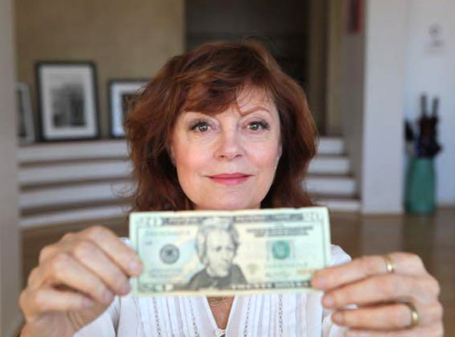 Susan Sarandon milita para feminizar los billetes de USD 20