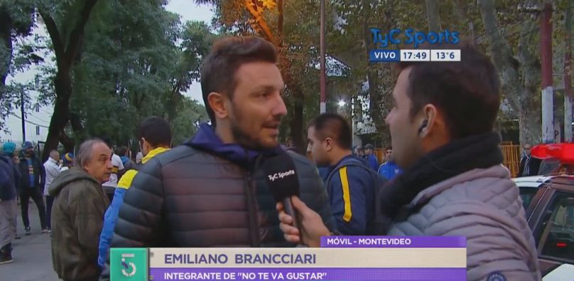 Emiliano Brancciari de NTVG fue a ver a Boca en el Parque Central
