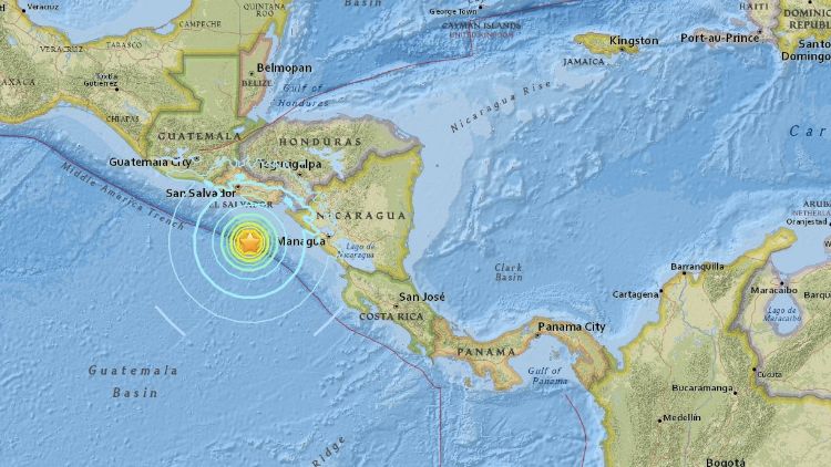 Sismo de 7,0 grados sacude costas del Pacífico en Centroamérica.