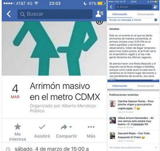 México: polémica convocatoria vía Facebook para un “toqueteo consensuado”  en el tren