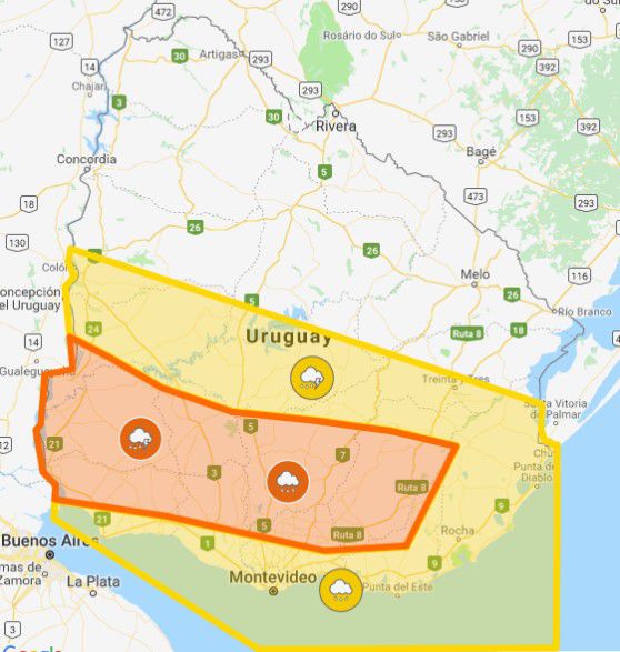 Inumet: Alertas Naranja Y Amarilla Para Casi Todo El Sur Del Río Negro