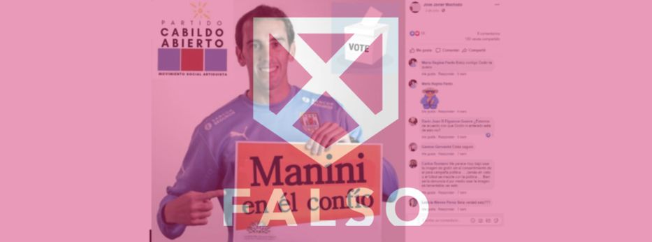 No, Diego Godín no posó con un cartel de apoyo a Guido Manini Ríos