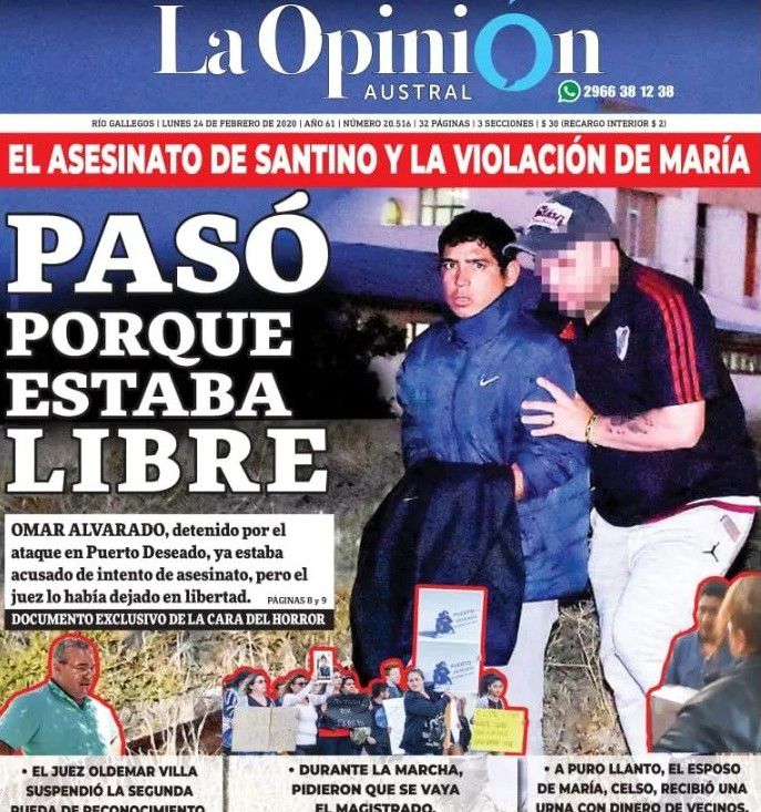 Violador asesino de Puerto Deseado acababa de salir de cárcel por intentar matar a sobrino