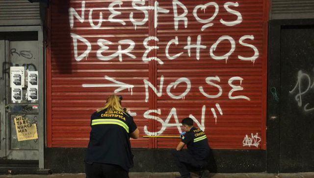 La Policía confundió una intervención del Mides con graffitis hechos en la marcha