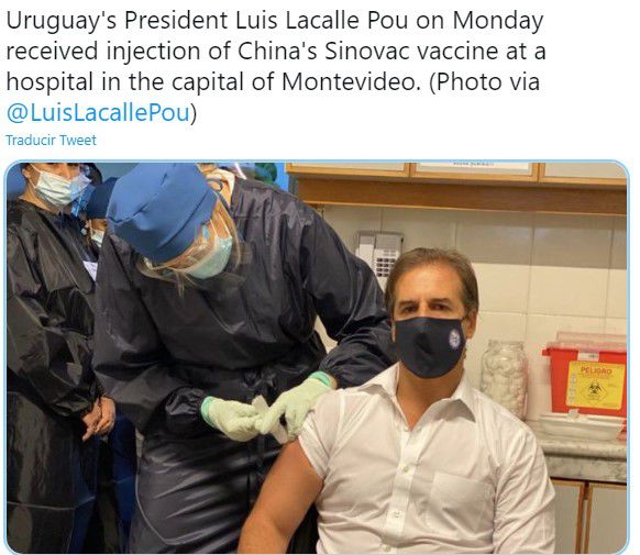 Major Chinese newspaper reported Lacalle Pou’s vaccination