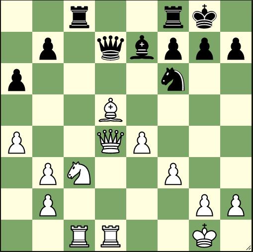 De una partida de la primera ronda: Juegan las negras y pueden ganar una pieza importante del blanco.