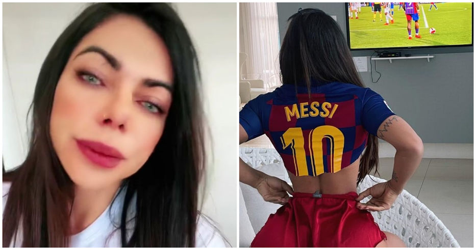 Fanática de Messi y el Barça, Miss Bumbum manifestó el duelo a su manera