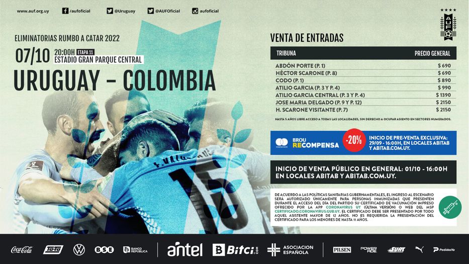 Salen a la venta las entradas para Argentina y Uruguay