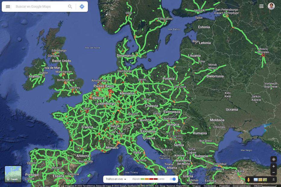 Ucrania figura sin el sondeo de tránsito en la aplicación - Foto: Google Maps