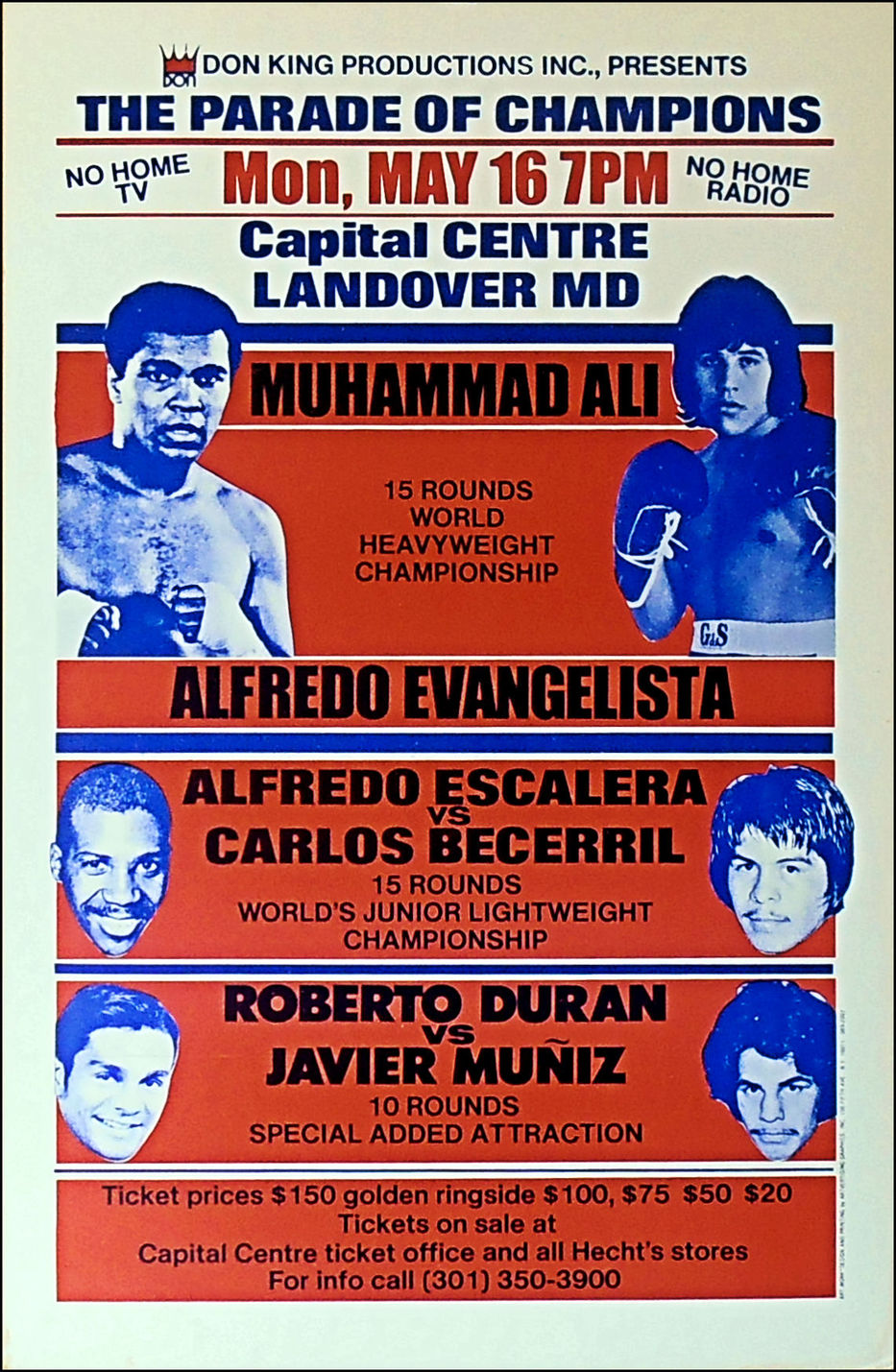Afiche que anunciaba la pelea entre el uruguayo Alfredo Evangelista y el estadounidense Muhammed Ali