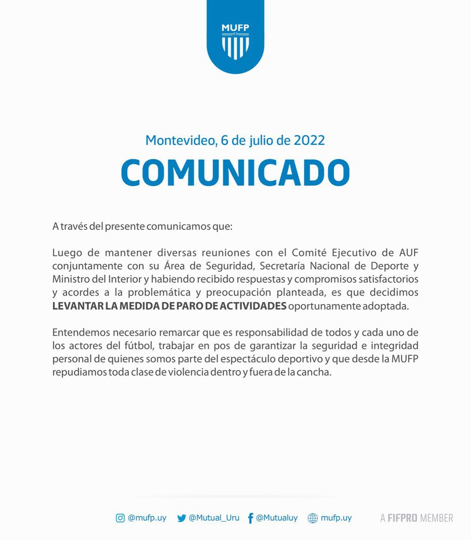 Los futbolistas de la Selección de Uruguay expresaron su total apoyo a los  colegas del fútbol local por el paro de actividades