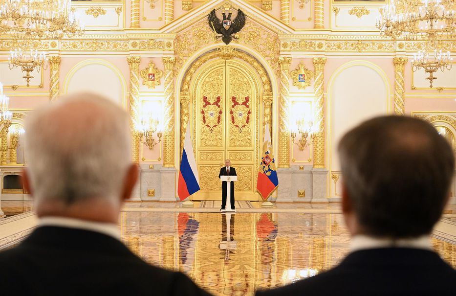 El presidente ruso, Vladímir Putin, durante la presentación de credenciales de los embajadores. Foto: EFE/EPA/PAVEL BEDNYAKOV/SPUTNIK/KREMLIN POOL