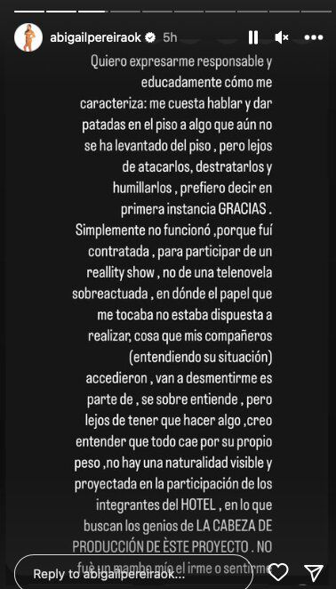 Foto: Historias de Instagram @abigailpereiraok