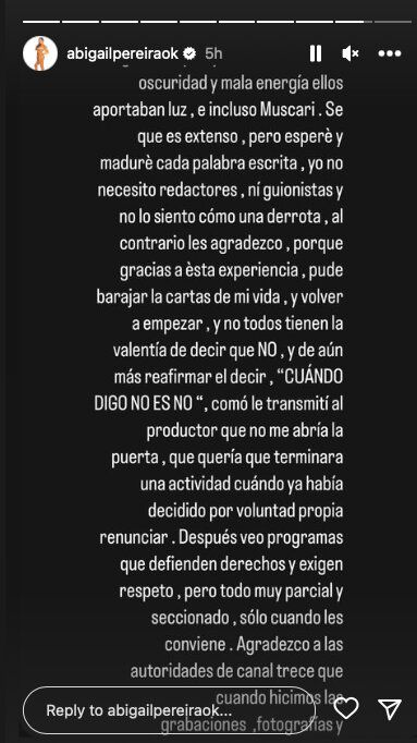 Foto: Historias de Instagram @abigailpereiraok