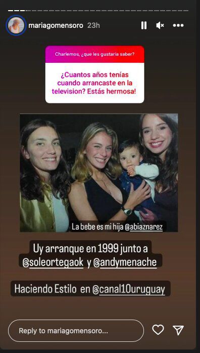 Foto: captura historias de Instagram @mariagomensoro