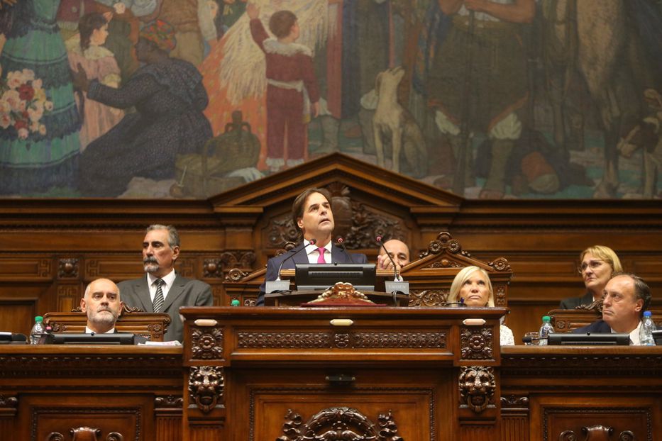 Lacalle durante su discurso. Foto: Gastón Britos / FocoUy