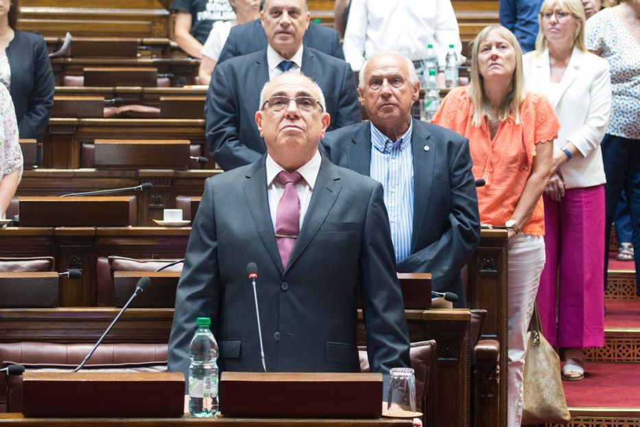 Balcardi al momento de prestar juramento ante el Parlamento. Foto: Laura Perna / Parlamento