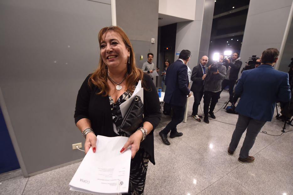Irene Moreira en Torre Ejecutiva, tras su última reunión con el presidente. Foto: Dante Fernández / FocoUy