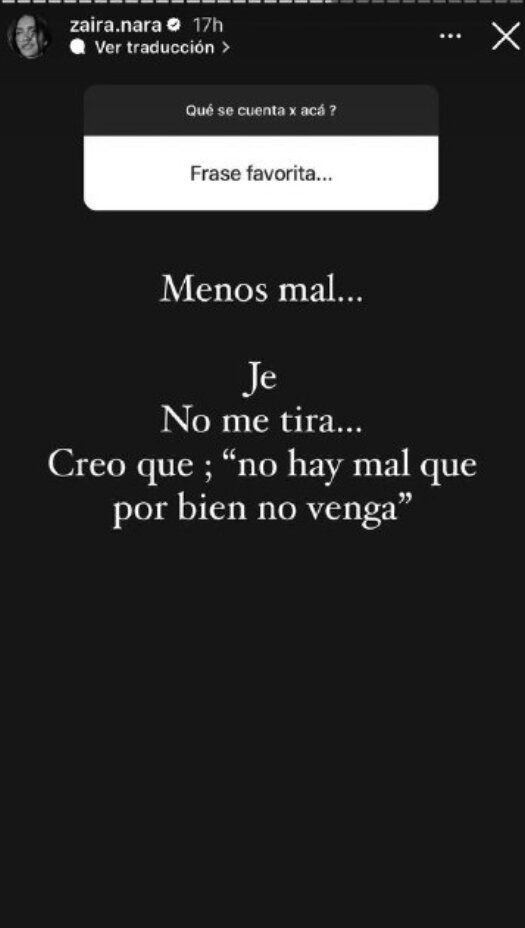 Historias de Instagram @zaira.nara