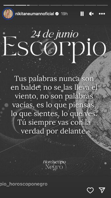Foto: captura historias de Instagram / @nikitaneumannoficial