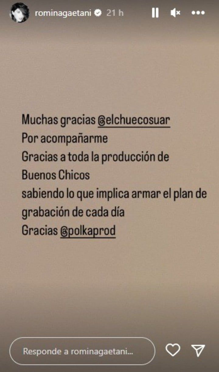 Foto: captura historias de Instagram / @rominagaetani