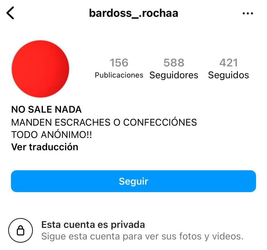 Manden escraches la cuenta de Instagram en Rocha que invita a