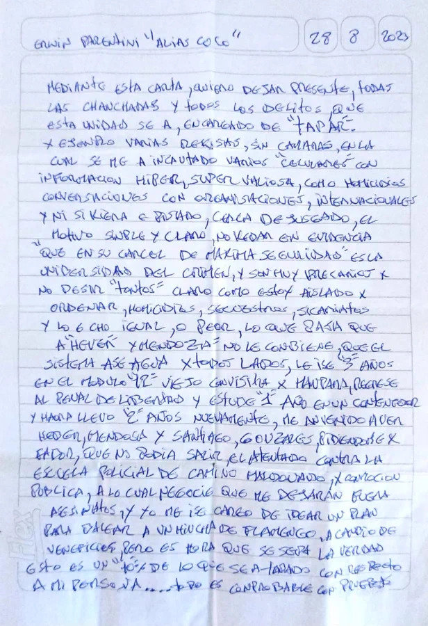 Coco Parentini escribió una carta donde afirma que Interior “tapó chanchadas” en ex Comcar