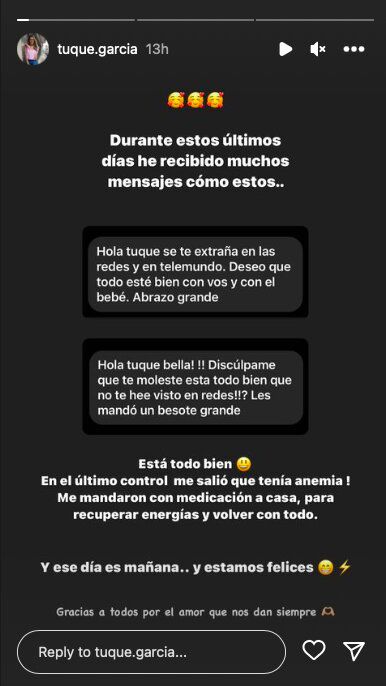 Foto: captura historias de Instagram / @tuque.garcia