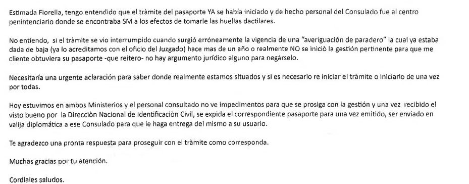 Uno de los mails de Balbi a Prado. 