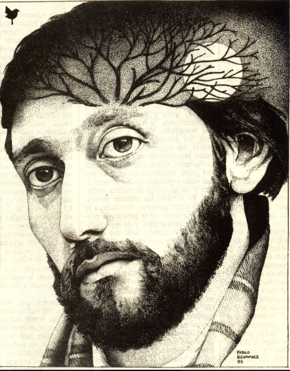 Ilustración de Pablo Benavídez, 1983 - Articulo de Nueva Viola, Elbio Rodríguez Barilari