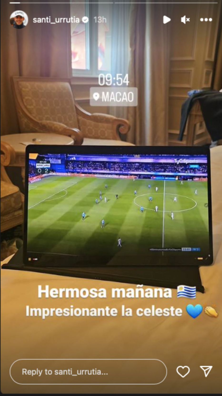 Foto: captura historias de Instagram / @santi_urrutia