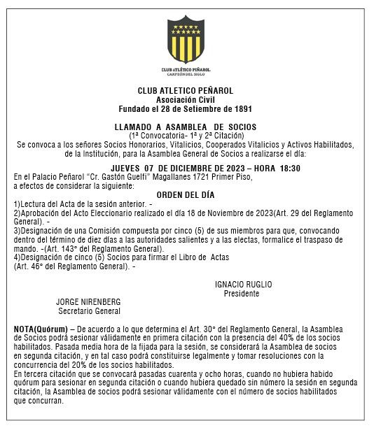 Imagen: Club Atlético Peñarol
