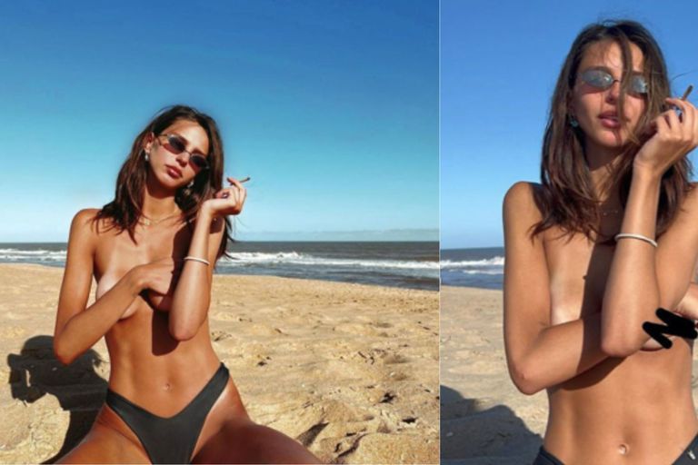Juanita Tinelli deslumbró desde las playas de José Ignacio: topless y gafas  trendy