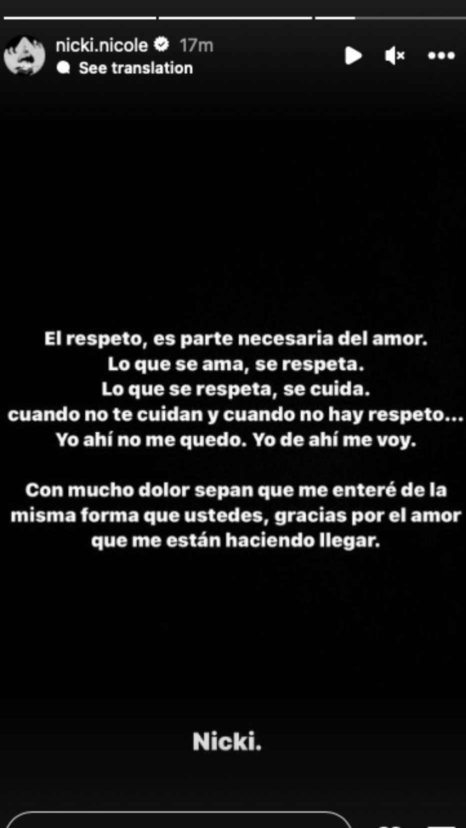 Foto: captura historias de Instagram / @nicki.nicole