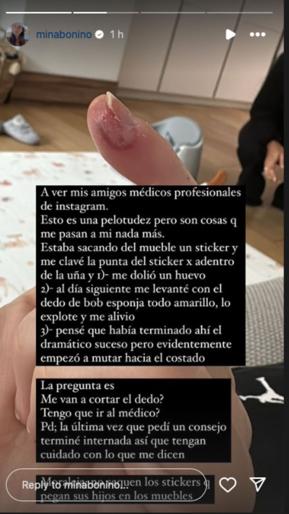 Foto: captura historias de Instagram / @minabonino