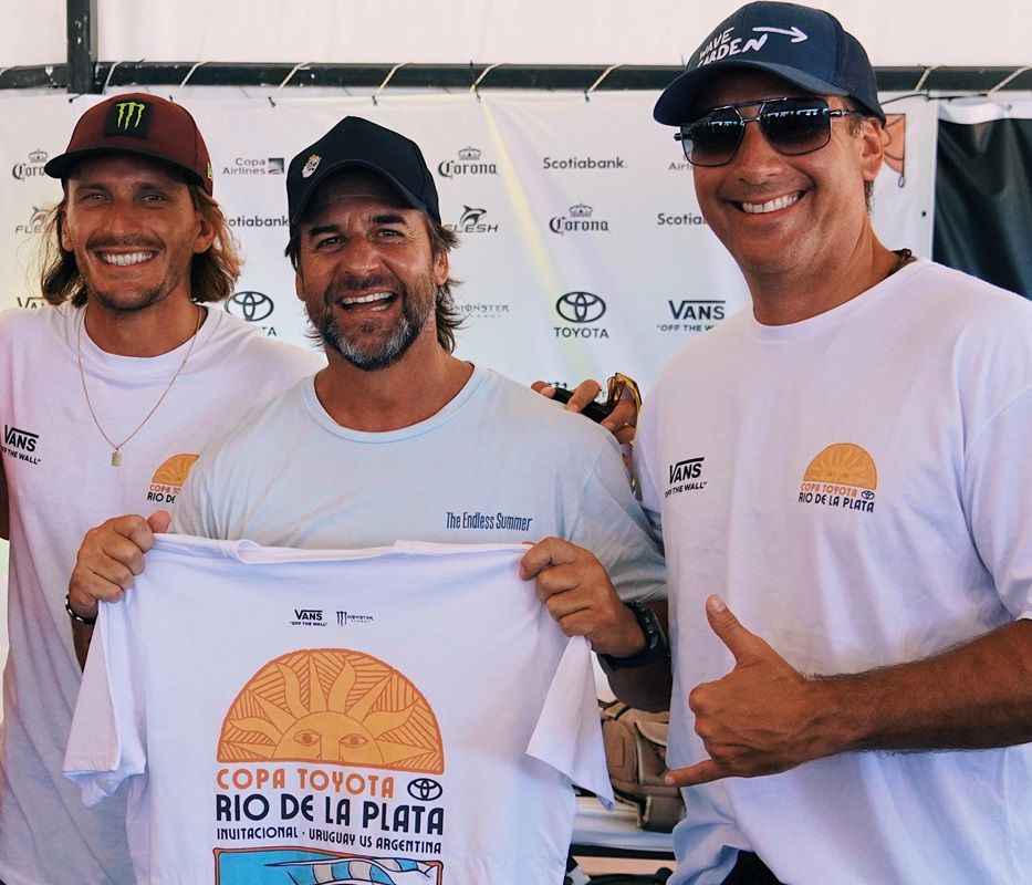 Lucas Madrid, Luis Lacalle Pou y Alejandro Curcio en la Copa Rio de la Plata. Foto: cedida a Montevideo Portal