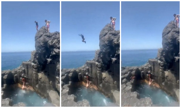 España: turista grave tras calcular mal un salto en una playa rocosa