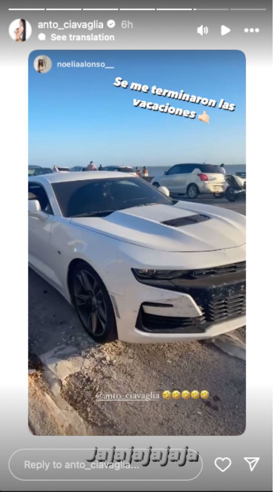 Foto: Historias de Instagram/ @anto_ciavaglia