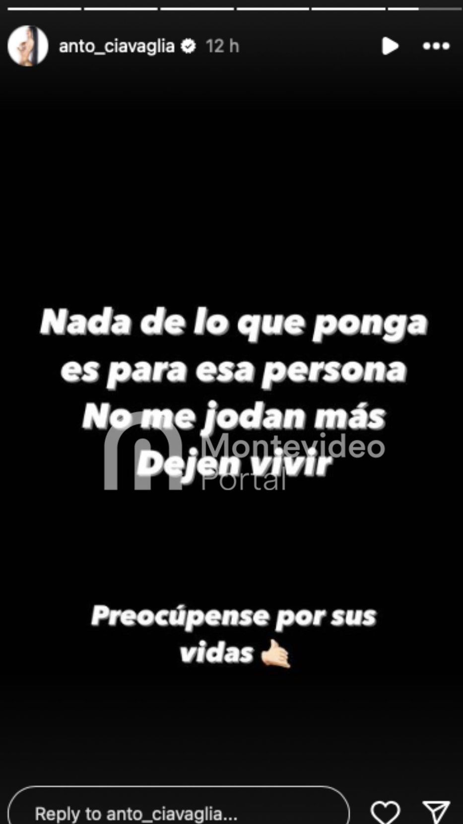 Foto: captura historias de Instagram / @anto_ciavaglia