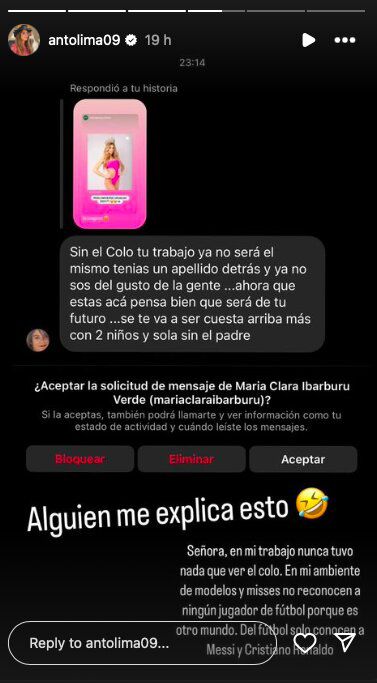 Foto: captura historias de Instagram / @antolima09