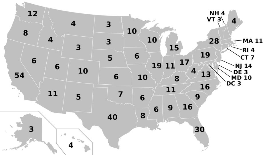 Mapa de votos electorales actualizado según el último censo. - oto: Creative Commons / Dominio Público