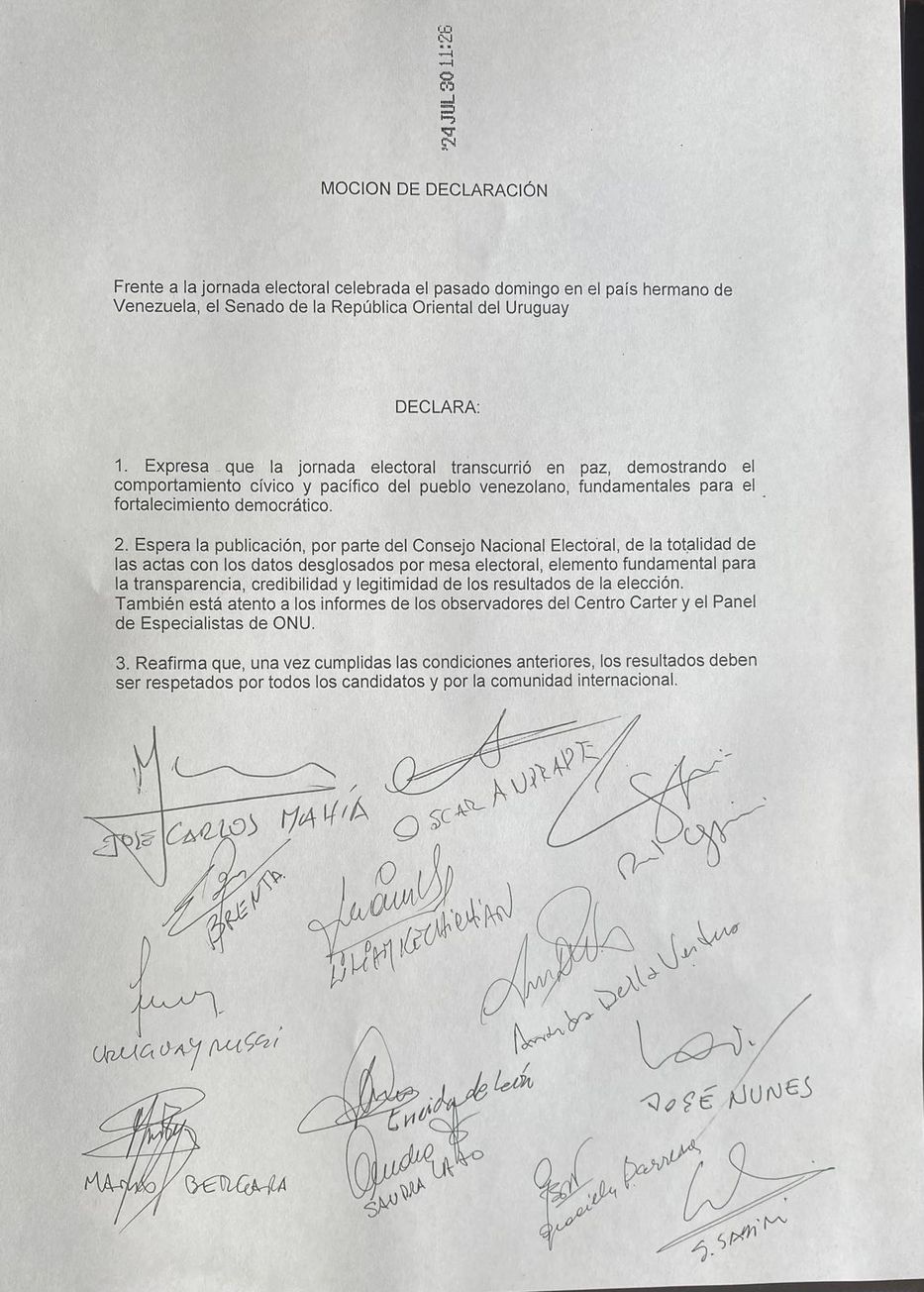 Declaración presentada por el Frente Amplio