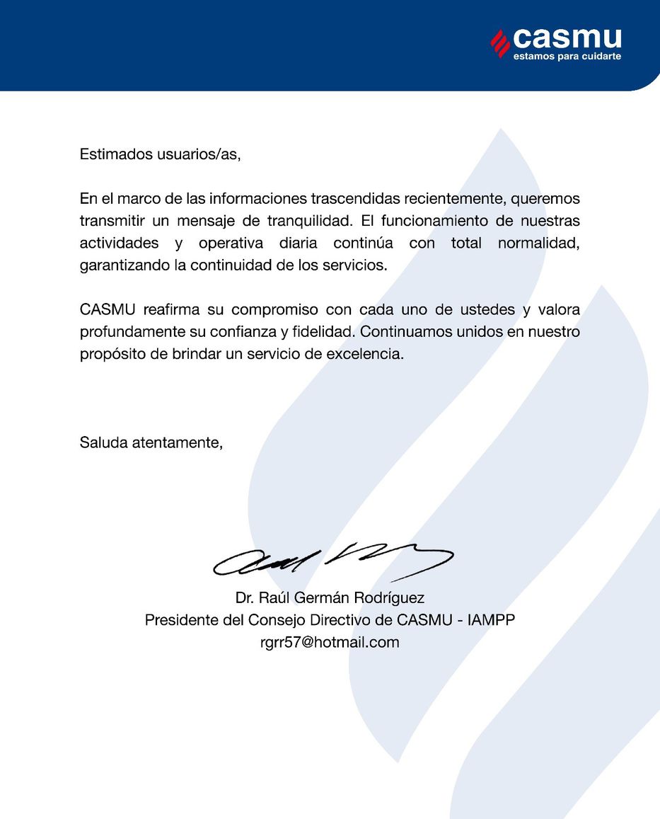 Comunicado del Casmu