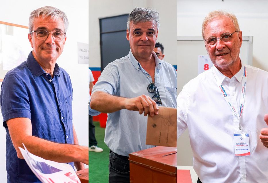 José Decurnex, Javier Gomensoro y Ricardo Vairo, los tres candidatos a presidente de Nacional.