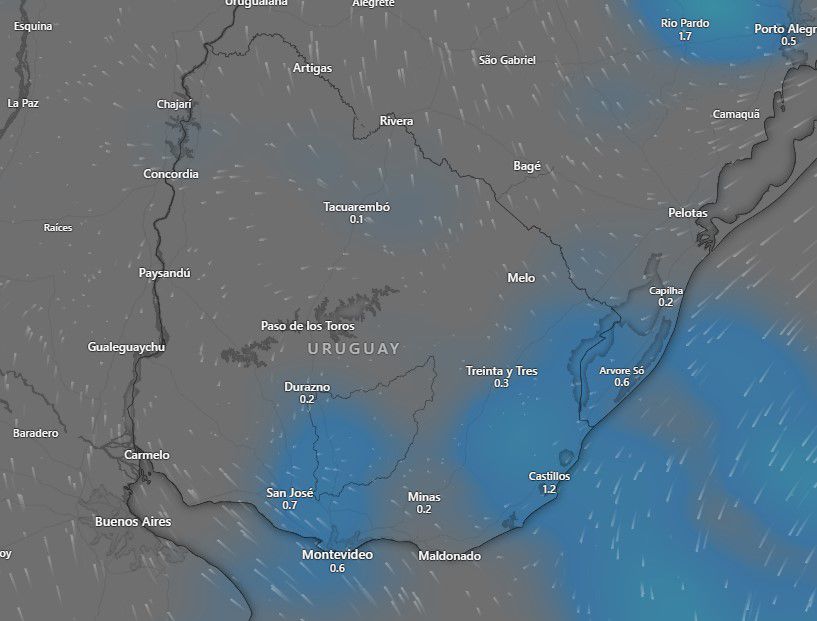 Previsión del modelo GFS para las 21:00 horas del 24 de diciembre