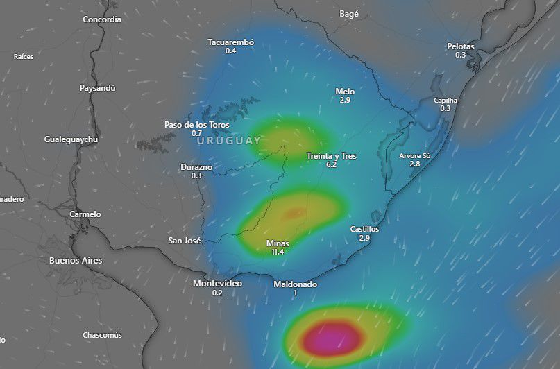 Estado del tiempo a las 04:00 horas del jueves, según el modelo GFS